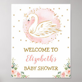 Póster Bienvenida a Baby Shower Chica Princesa de Cisne F