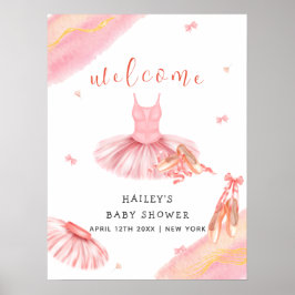 Póster Bienvenida a Baby Shower de Ballerina Elegante Ros