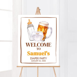 Póster Bienvenida a Baby Shower de Beer Diaper Fiesta