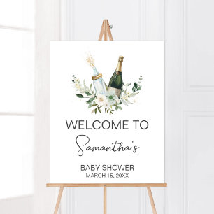 Póster Bienvenida a Baby Shower de botellas de bebé de Po
