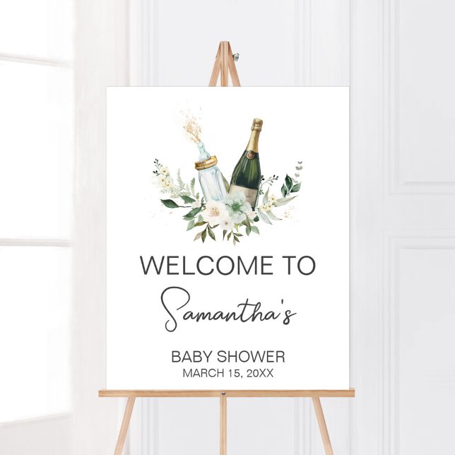 Póster Bienvenida a Baby Shower de botellas de bebé de Po (Poppin' Bottles Baby Shower Welcome Sign)