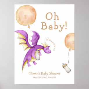 Póster Bienvenida a Baby Shower de botellas de dragón de 