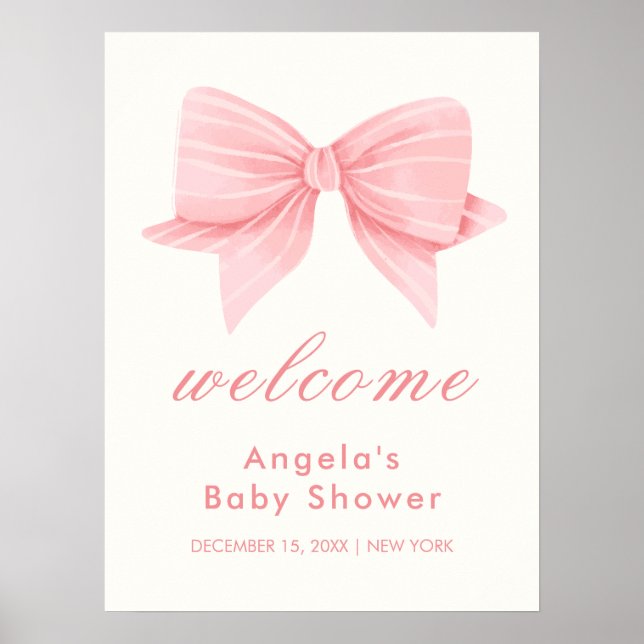 Póster Bienvenida a Baby Shower de Corbata de Lazo Minima (Frente)