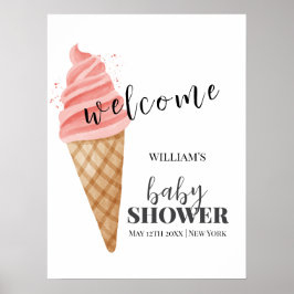 Póster Bienvenida a Baby Shower de crema de hielo minimal
