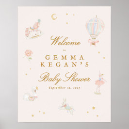 Póster bienvenida a baby shower de cuento de hadas de niñ