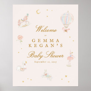 Póster bienvenida a baby shower de cuento de hadas de niñ