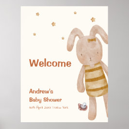 Póster Bienvenida a Baby Shower de Cuho Minimalista Boho