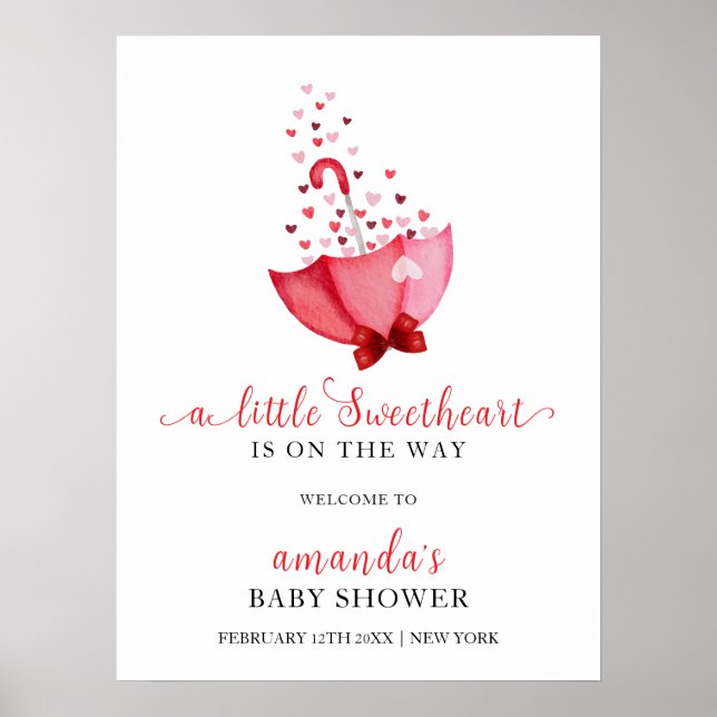 Póster Bienvenida a Baby Shower de Cute Squerido Umbrella (Frente)