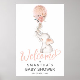 Póster Bienvenida a Baby Shower de Elefante Simple y Chic