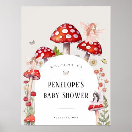 Póster Bienvenida a Baby Shower de Fairy Woodland Cottage