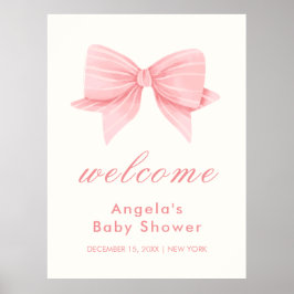 Póster Bienvenida a Baby Shower de la banda rosa Minimali
