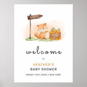 Póster Bienvenida a Baby Shower de la granja de Naranja C