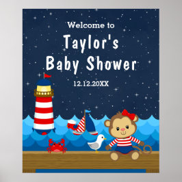 Póster Bienvenida a Baby Shower de la Marina Roja Chica N