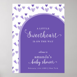 Póster Bienvenida a Baby Shower de la novia del Purple Bo