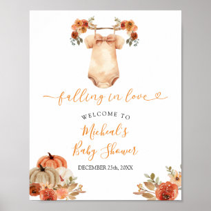 Póster Bienvenida a Baby Shower de la ropa de bebé floral