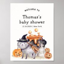 Bienvenida a Baby Shower de Little Boo Witch Cat