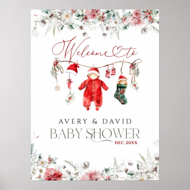 Póster Bienvenida a Baby Shower de los Navidades de bebé  (Frente)