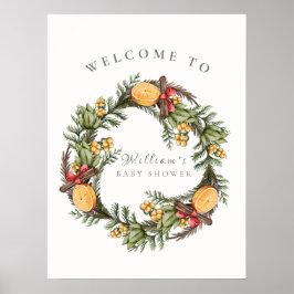 Póster Bienvenida a Baby Shower de los Navidades de invie