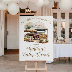 Póster Bienvenida a Baby Shower de Mercadillo de Agricult