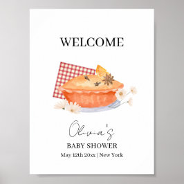 Póster Bienvenida a Baby Shower de naranja Cutie Pie Flow