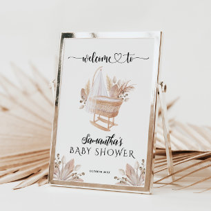 Póster Bienvenida a Baby Shower de Niña con Pampas Boho
