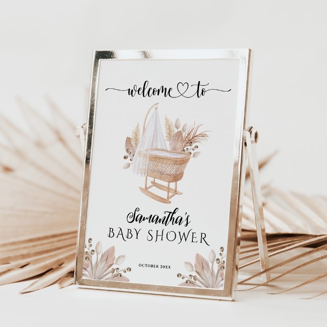 Póster Bienvenida a Baby Shower de Niña con Pampas Boho (Subido por el creador)