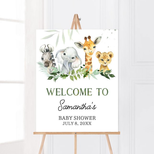 Póster Bienvenida a Baby Shower de Oh Boy Safari (Jungle Safari Baby Shower Welcome Sign)