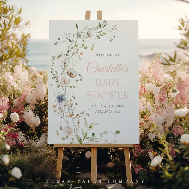 Póster Bienvenida a Baby Shower de Rubor Wildflowers (Subido por el creador)