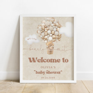 Póster Bienvenida a Baby Shower de Teddy Bear Balloon