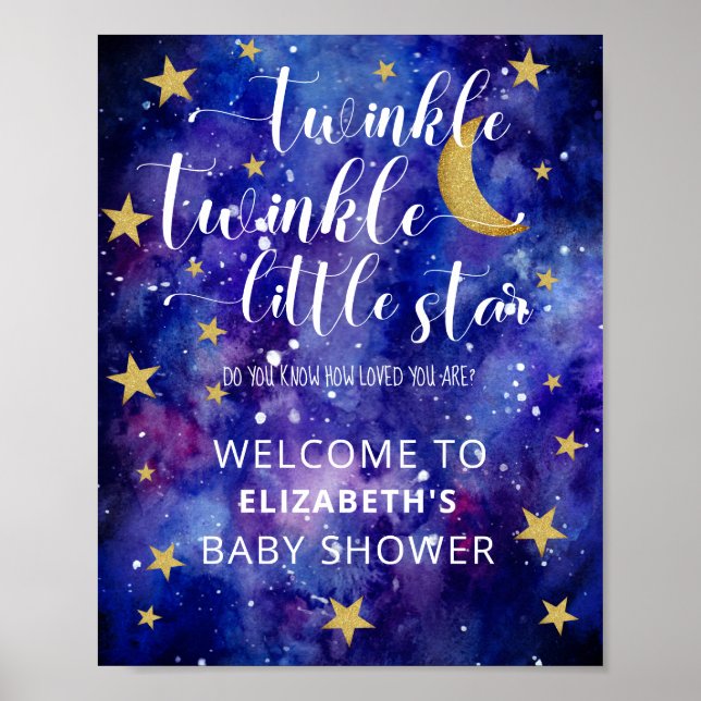 Póster Bienvenida a Baby Shower de Twinkle Twinkle Little (Frente)