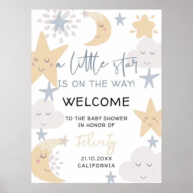 Póster Bienvenida a Baby Shower de Twinkle Twinkle Little (Frente)
