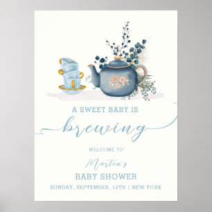 Póster Bienvenida a Baby Shower de un Fiesta de té ventil
