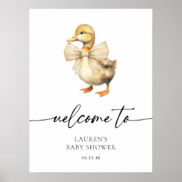 Póster Bienvenida a Baby Shower de un pato neutral de gén