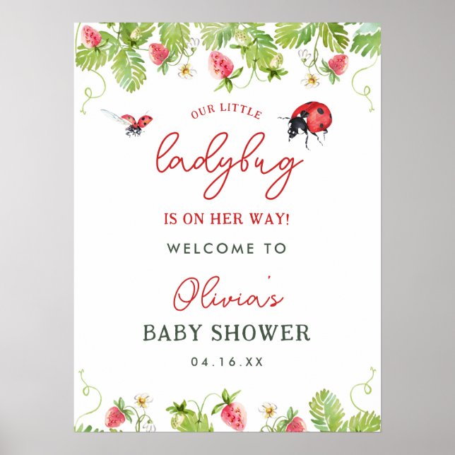 Póster Bienvenida a Baby Shower de un pequeño Chica de pa (Frente)