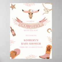 Bienvenida a Baby Shower de Vaquera Rosa Neutral B