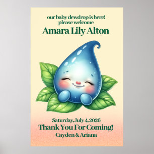 Póster Bienvenida a Baby Shower del bebé que duerme con c