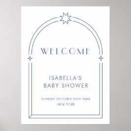 Póster Bienvenida a Baby Shower del Blue Minimalista Boho