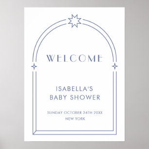 Póster Bienvenida a Baby Shower del Blue Minimalista Boho