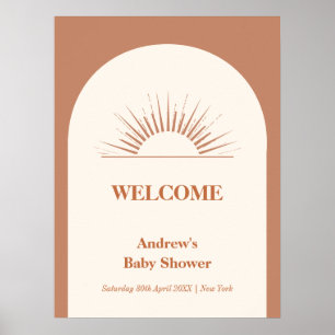 Póster Bienvenida a Baby Shower del Boho Arch Sunshine mi