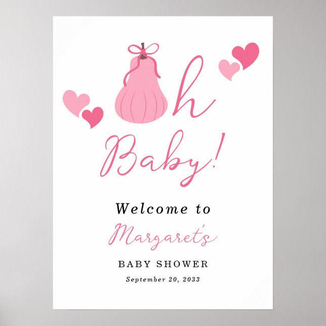 Póster Bienvenida a Baby Shower del Chica Bow Bow (Frente)