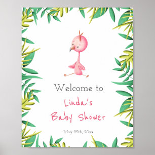 Póster Bienvenida a Baby Shower del Chica Cute Tropical F