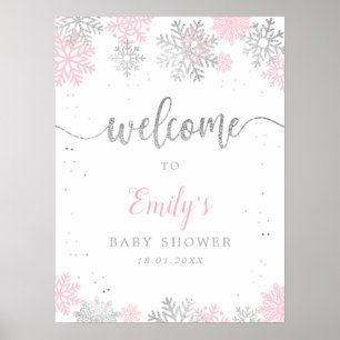 Póster Bienvenida a Baby Shower del Chica de copos de nie