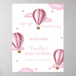 Póster Bienvenida a Baby Shower del Chica de globos aeros