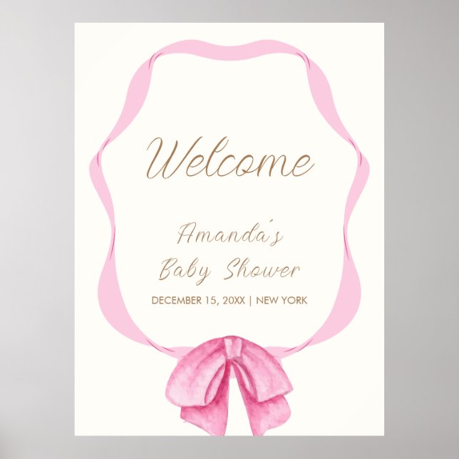 Póster Bienvenida a Baby Shower del Chica de marco de bar (Frente)