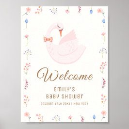 Póster Bienvenida a Baby Shower del Chica Swan Princess W