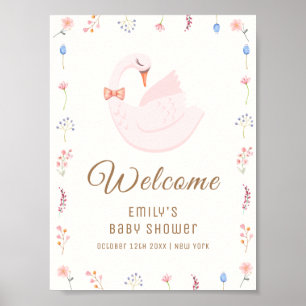 Póster Bienvenida a Baby Shower del Chica Swan Princess W