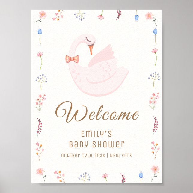 Póster Bienvenida a Baby Shower del Chica Swan Princess W (Frente)