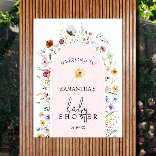 Póster Bienvenida a Baby Shower del Chica Wildflower