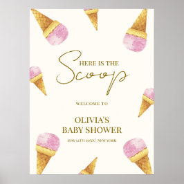 Póster Bienvenida a Baby Shower del Crema de Hielo de Ver