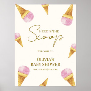 Póster Bienvenida a Baby Shower del Crema de Hielo de Ver